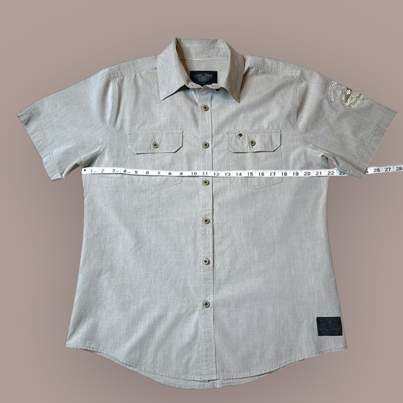 Harley Davidson Men's Gray Short Sleeve Shirt w/ Embroidered Logo Large Top - Picture 11 of 16